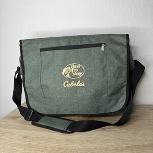 Bass Pro Shops Cabelas Green Satchel Computer Bag Promotional Advertisement Bag
